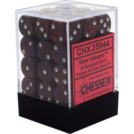 CHX25944 Chessex Manufacturing Dm3 Speckled 12mm D6 Silver Volcano (36) main product photo