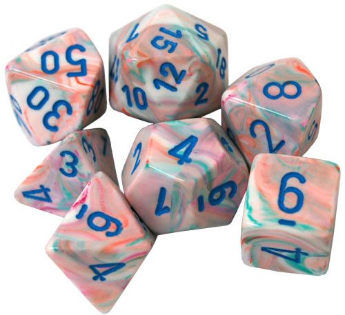 Chessex Manufacturing Dice Menagerie 10: Poly Festive Pop Art/Blue (7) main product photo