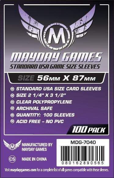 MDG7040 Mayday Games Inc Sleeves: Standard USA Sleeves 56mm x 87mm Purple (100) main product photo