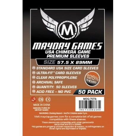 MDG7078 Mayday Games Inc Sleeves: Premium USA Chimera Sleeves 57.5mm x 89mm Dark Orange (50) main product photo