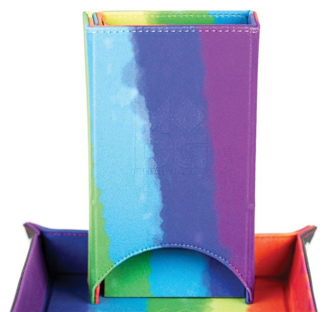 MET548 Metallic Dice Company Fold Up Velvet Dice Tower: Watercolor Rainbow main product photo