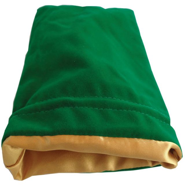 MET8005 Metallic Dice Company 6`x8` LARGE Green Velvet Dice Bag with Gold Satin Lining main product photo