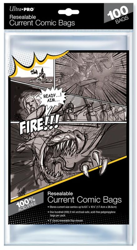 UPI82225 Ultra Pro Resealable Comic Bags: Current Size 6-7/8in x 10.5in main product photo