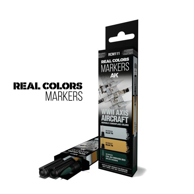 AK-RCM111 AK Interactive Real Colors Markers WWII Axis Aircraft Squiggle Camouflage Colors - Set 3 Real Colors Markers main product photo