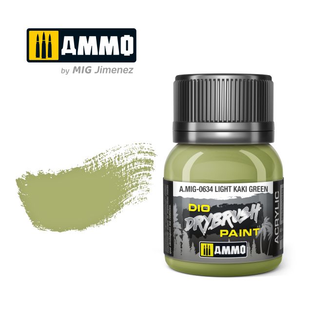 AMG-AMIG0634 Ammo Mig Dio Drybrush Acrylic Paint 40ml - Light Kaki Green main product photo