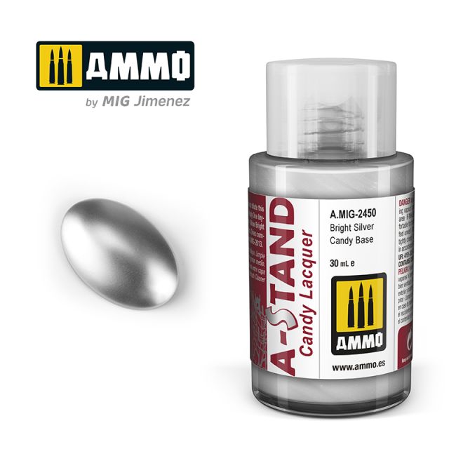 AMG-AMIG2450 Ammo Mig A-Stand Lacquer Paint 30ml - Bright Silver Candy Base (6 Pack) main product photo