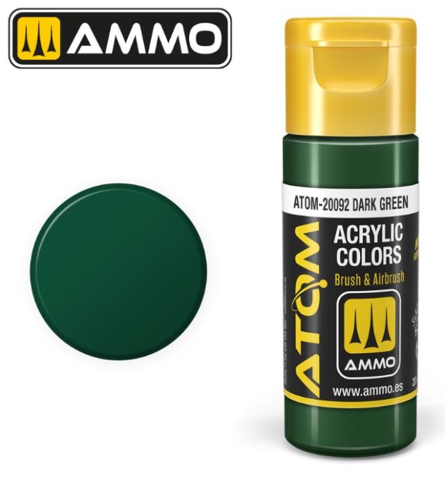 AMM-20092 Ammo By Mig Jimenez Atom: Dark Green Acrylic Paint 20ml Bottle main product photo