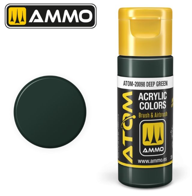 AMM-20098 Ammo By Mig Jimenez Atom: Deep Green Acrylic Paint 20ml Bottle main product photo