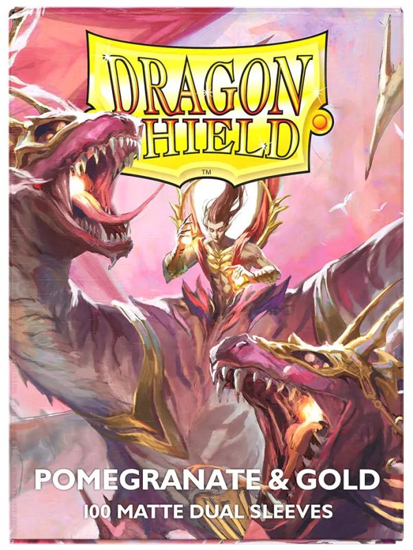 AT-15065 Arcane Tinmen Dragon Shield Sleeves Dual Matte Pomegranate/gold 100ct main product photo