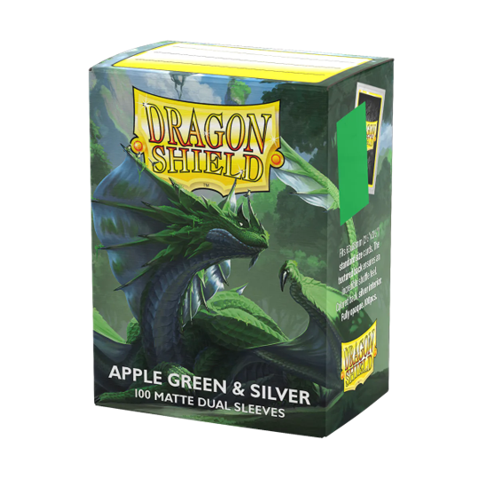 AT-15073 Arcane Tinmen Dragon Shield Sleeves Dual Matte Apple Green And Silver 100ct main product photo