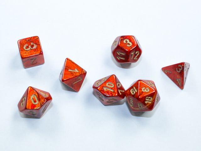 CHX20414 Chessex Manufacturing Scarab: Mini-Polyhedral Scarlet/gold 7-Die Set main product photo