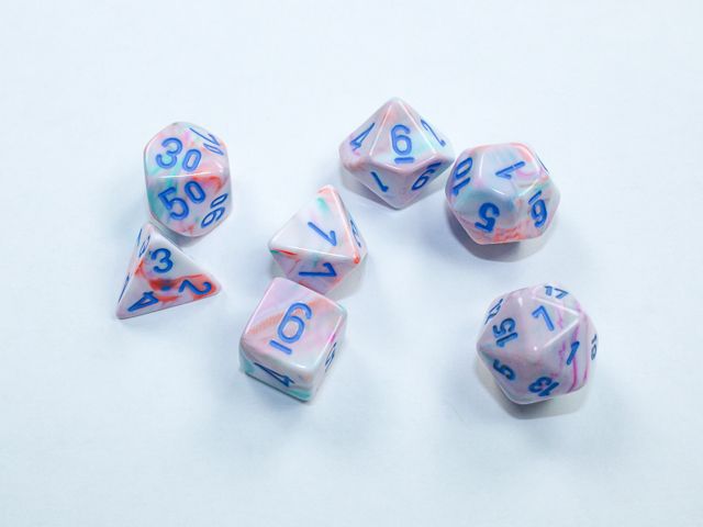 CHX20544 Chessex Manufacturing Festive: Mini-Polyhedral Pop Art/blue 7-Die set main product photo