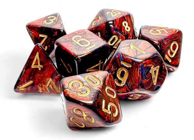 CHX22419 Chessex Manufacturing Scarab: Mega-hedral Blue Blood/gold 7-Die Set main product photo