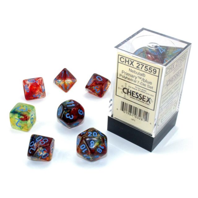 CHX27559 Chessex Manufacturing Nebula: Polyhedral Primary/blue Luminary 7-Die Set main product photo