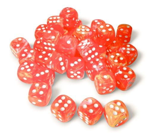 CHX27953 Chessex Manufacturing Festive: 12mm d6 Dahlia/white Dice Block (36 dice) main product photo