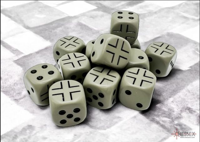 CHX29061 Chessex Mfg. WW2 dice German Opaque Dark Grey/black 16mm d6 Dice Block main product photo