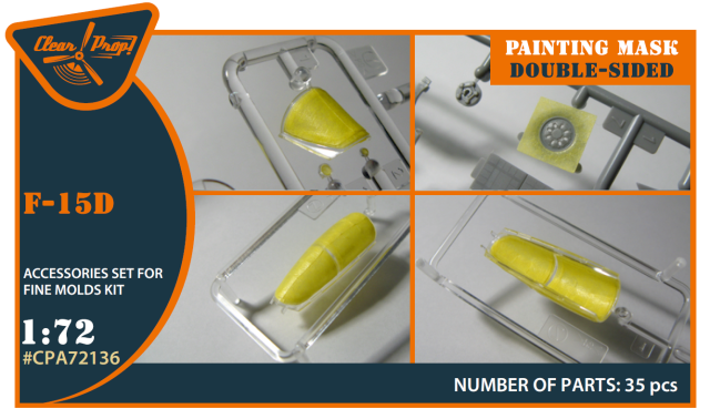 CPROP-CPA72136 Clear Prop 1/72 F-15D painting mask on "yellow kabuki paper" for Finemolds kits main product photo