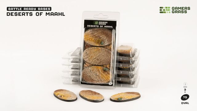 GSG-GGB-DO75 Gamers Grass Battle Ready Bases - Deserts of Maahl - Oval 75mm (x3) main product photo