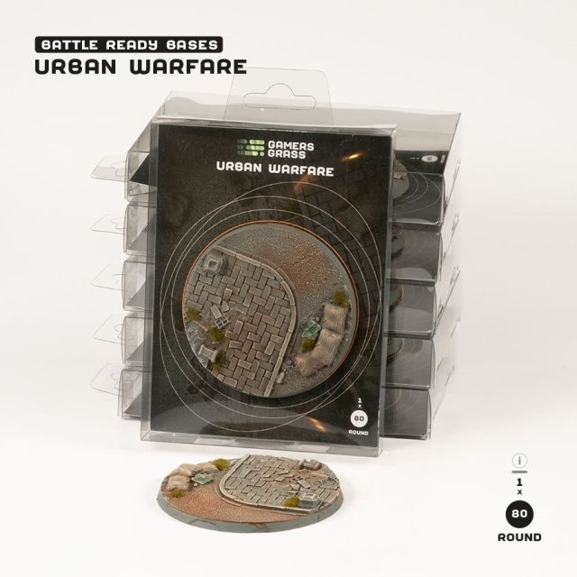 GSG-GGB-UWR80 Gamers Grass Battle Ready Bases - Urban Warfare - Round 80mm (x1) main product photo