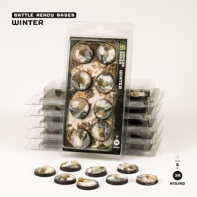 GSG-GGB-WR28 Gamers Grass Battle Ready Bases - Winter - Round 28mm (x8) main product photo