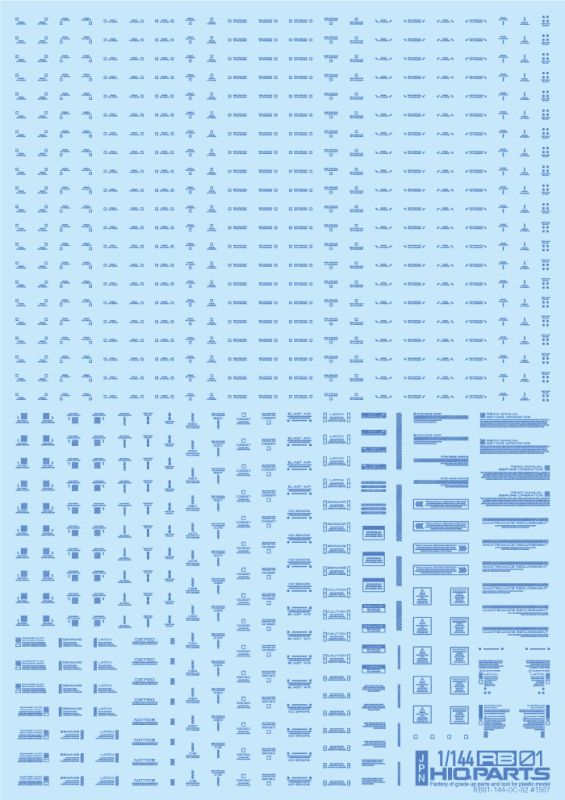 HIQ-RB01-144BLU HiQ Parts 1/144 RB01 Caution Decal One Color Blue (1pc) main product photo