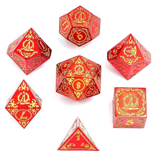 HYO0415 Hymgho Premium Gaming 7-Set Wizard Solid Metal: Red with Gold main product photo