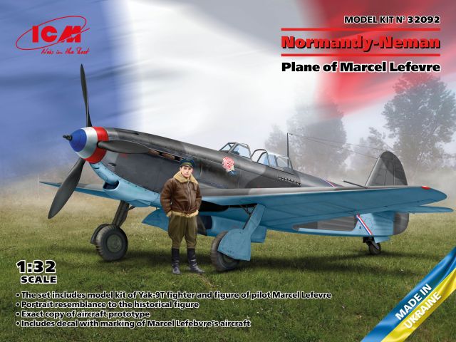 ICM-32092 ICM 1/32 Normandy-Neman Plane of Marcel Lefevre (Yak-9T with Marcel Lefevre Figure) main product photo