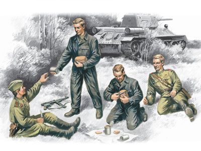 ICM-35351 ICM Soviet Tank Crew (1943-1945) (4 figures - 2 officers, 2 tankmen) main product photo