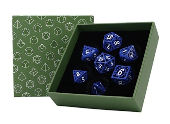 LPG251935 Let's Play Games LPG Dice: Clockwork Sun Dice Set - Blue/White main product photo