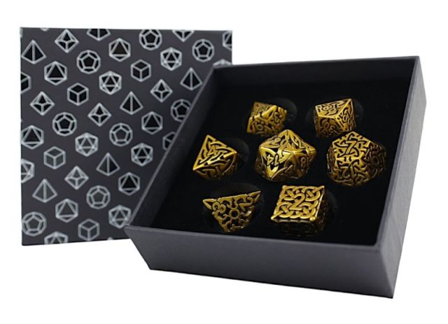 LPGES4547 Let's Play Games LPG Dice: RPG Set - Hollow Celtic, Ancient Bronze main product photo