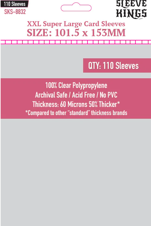 SKS-8832 Sleeve Kings: "XXL Super Large" Sleeves 101.5mm x 153mm (110) main product photo