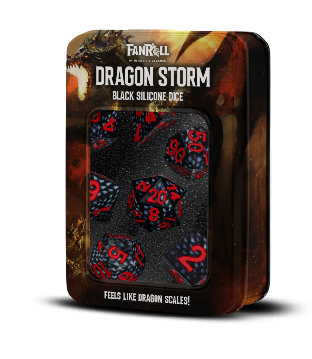 MET10933 Fanroll Dragon Storm Silicone Dice Set: Black Dragon Scales (7) main product photo