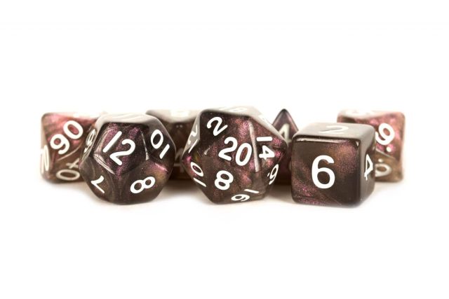MET174 Metallic Dice Company 16mm Acrylic Stardust Poly Dice Set: Supervolcano (7) main product photo