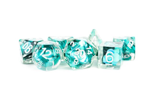 MET743 Metallic Dice Games 16mm Resin Poly Dice Set: Mermaid Scales (7) main product photo