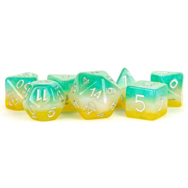 MET765 Metallic Dice Games 16mm Resin Poly Dice Set: Layered Stardust Tropics (7) main product photo