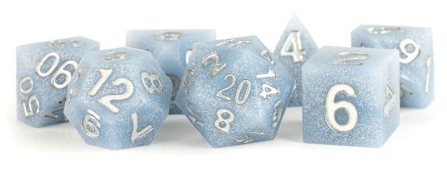 MET782 Metallic Dice Games 16mm Sharp Edge Silicone Rubber Poly Dice Set: Glacier Debris (7) main product photo