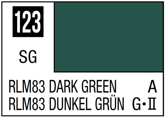 MRHOB-C123 Mr Hobby Mr. Color 123 - RLM83 Dark Green (Semi-Gloss/Aircraft) - 10ml (6 Pack) main product photo