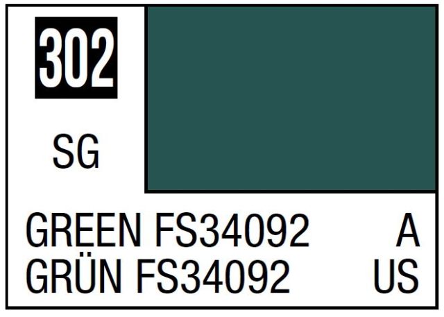 MRHOB-C302 Mr Hobby Mr. Color 302 Green FS34092 (Semi-Gloss/Aircraft) - 10ml (6 Pack) main product photo
