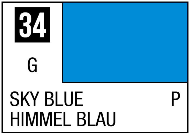 MRHOB-C34 Mr Hobby Mr. Color 34 - Sky Blue (Gloss/Primary) - 10ml (6 Pack) main product photo