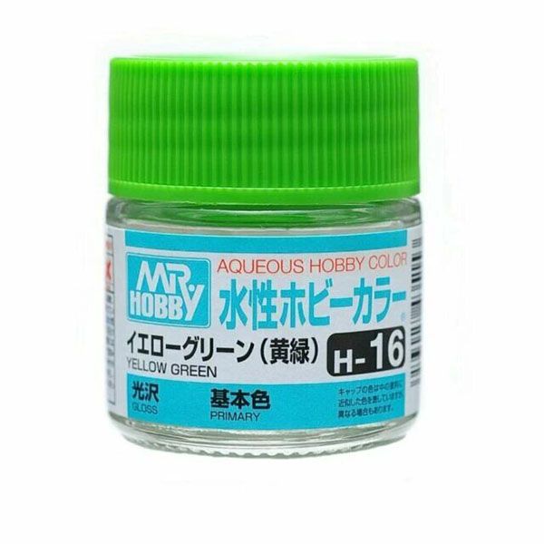 MRHOB-H16 Mr Hobby Aqueous Color H16 Gloss Yellow Green 10ml Bottle (6 Pack) main product photo