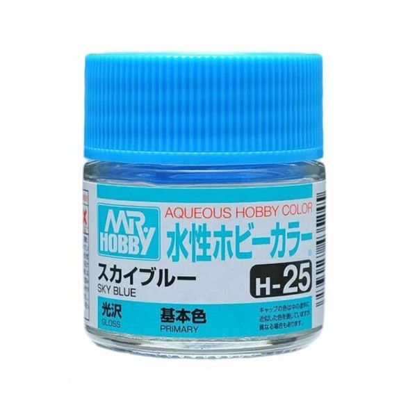 MRHOB-H25 Mr Hobby Aqueous Color H25 Gloss Sky Blue 10ml Bottle (6 Pack) main product photo