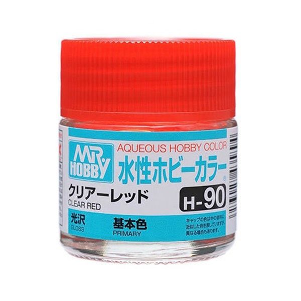 MRHOB-H90 Mr Hobby Aqueous Color H90 Gloss Clear Red 10ml Bottle (6 Pack) main product photo