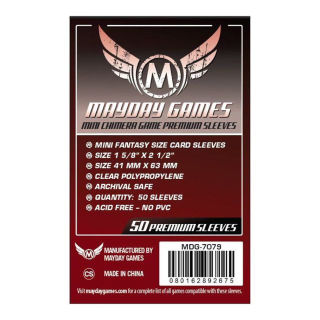 MYY7079 Mayday Games Deck Protector: Mini Chimera, Dark Red 43x65mm (50) main product photo