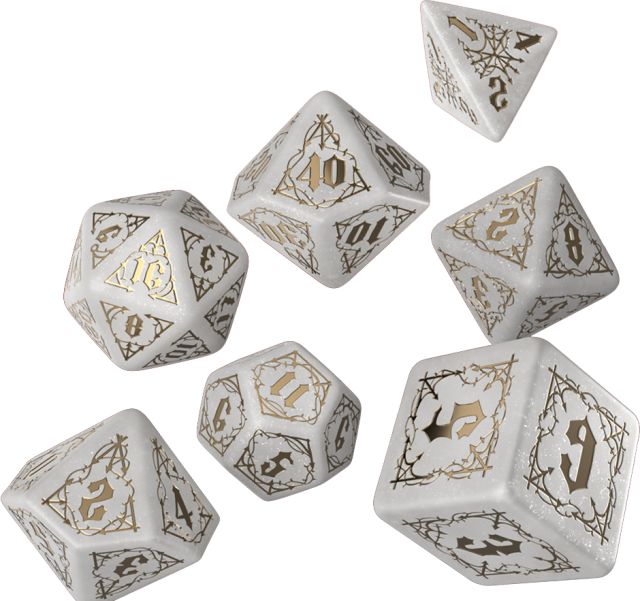 QWSSBSU03 Q-Workshop Bloodsucker Shimmering Dice Set: White & Gold (7) main product photo