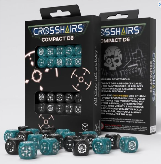 QWSSCTA04 Q-Workshop Crosshairs Compact D6 Dice Set: Stormy & Black main product photo