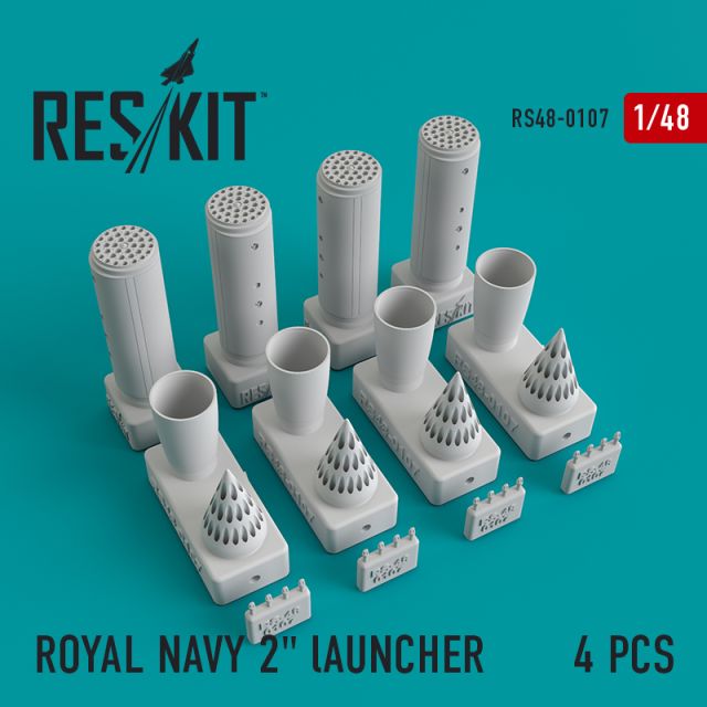 RESKT-RS48-0107 Res/Kit ROYAL NAVY 2' lAUNCHER (4 pcs) Phantom, Harrier, Sea Vixen, Buccaneer main product photo
