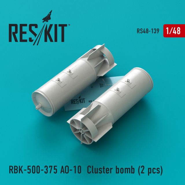 RESKT-RS48-0139 Res/Kit RBK-500-375 __-10 Cluster bomb (2 pcs) Su-17, Su-24, Su-25, Su-34, MiG-21, MiG-27 main product photo