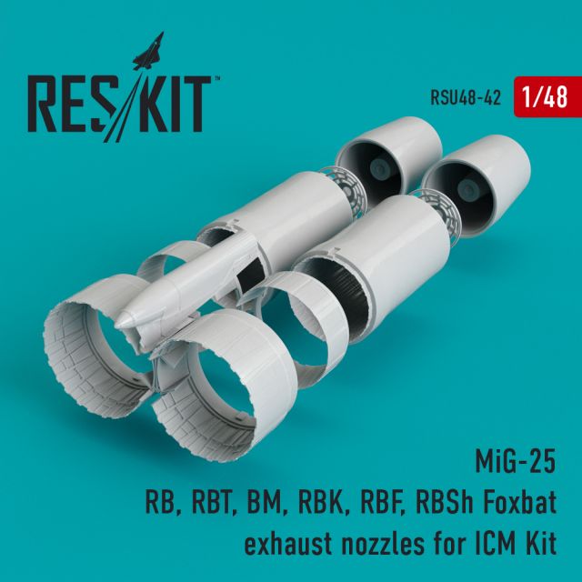 RESKT-RSU48-0042 Res/Kit MiG-25 RB, RBT, BM, RBK, RBF, RBSh Foxbat exhaust nozzles for ICM Kit main product photo