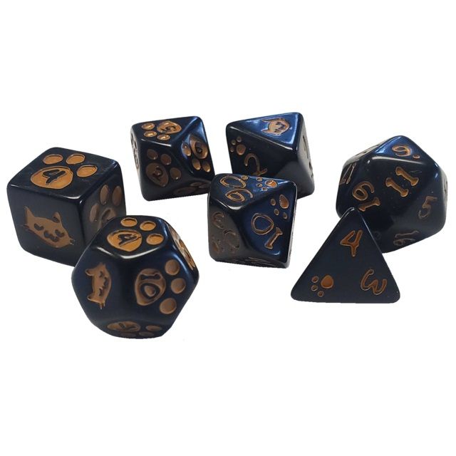 SJG5906B Steve Jackson Games Polyhedral Dice Set (7): Kitten - Black main product photo
