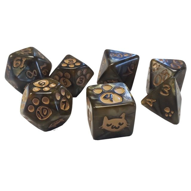 SJG5906D Steve Jackson Games Polyhedral Dice Set (7): Kitten - Brown main product photo